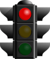 Traffic light with red light on